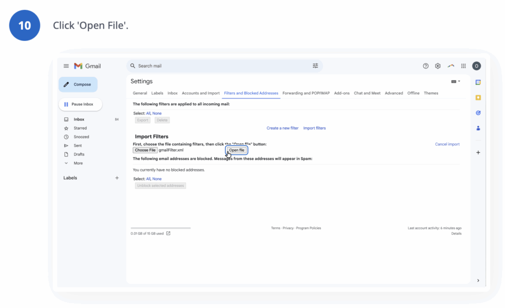 GMail file importing.